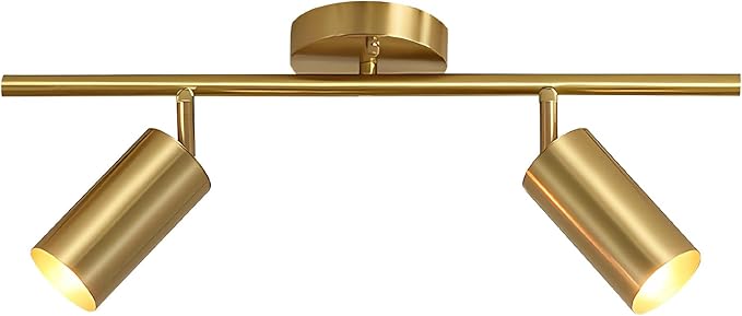 BOKT Mid Century Modern 2-Lights LED Track Lighting Kit 2 Ways Gold Flush Mount by BOKT