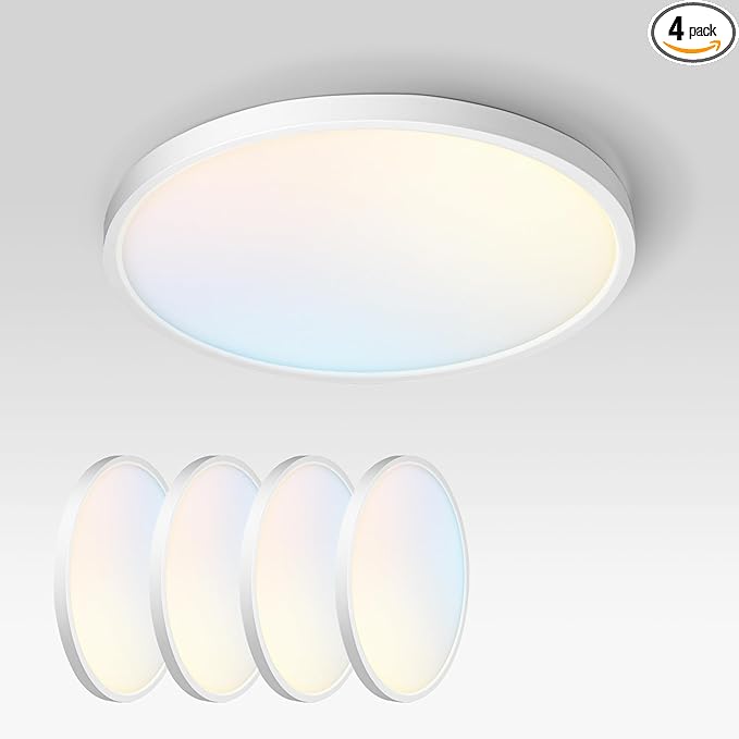 ASD LED 12" Round Flush Mount Ceiling Light Fixture, Low Profile Surface by ASDLightingCorporation