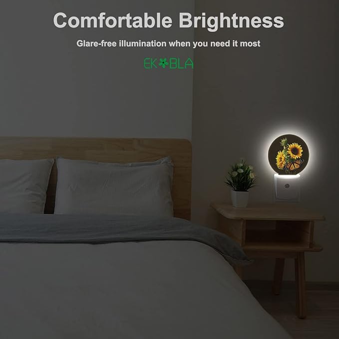 EKOBLA Night Light Sunflower and Butterfly Night Lights Plug into Wall - Image 4