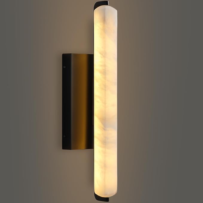 Alabaster Wall Sconces, 15in Black Alabaster Sconce, Modern Spanish Natural by RINGRAIN
