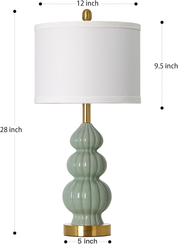 Green Ceramic Lamps Set of 2, 26.5" Modern Table Lamps - Image 6