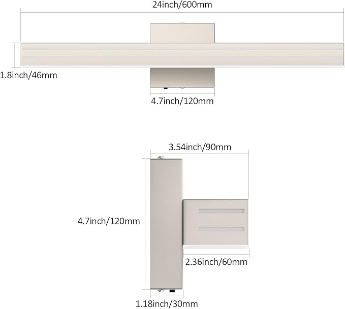 Ralbay 24inch Brushed Nickel Vanity Light - Image 6