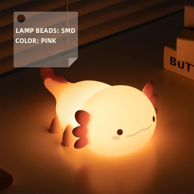Axolotl Night Light – Cute Rechargeable Dimmable Silicone Lamp, Kawaii Room - Image 4