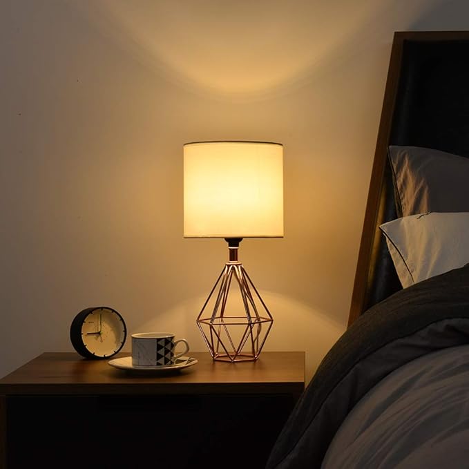 COTULIN Rose Gold Bedside Table Lamp, Modern Small Desk Lamp - Image 4