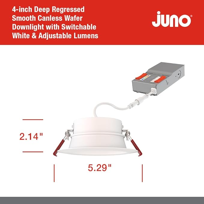 Juno Canless LED Wafer Light, Round Wafer Downlight, 5-in-1 Switchable White - Image 5