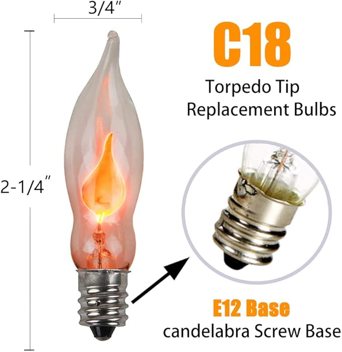 Christmas Flicker Flame Light Bulbs, E12 Candelabra Base Replacement Bulbs - Image 2