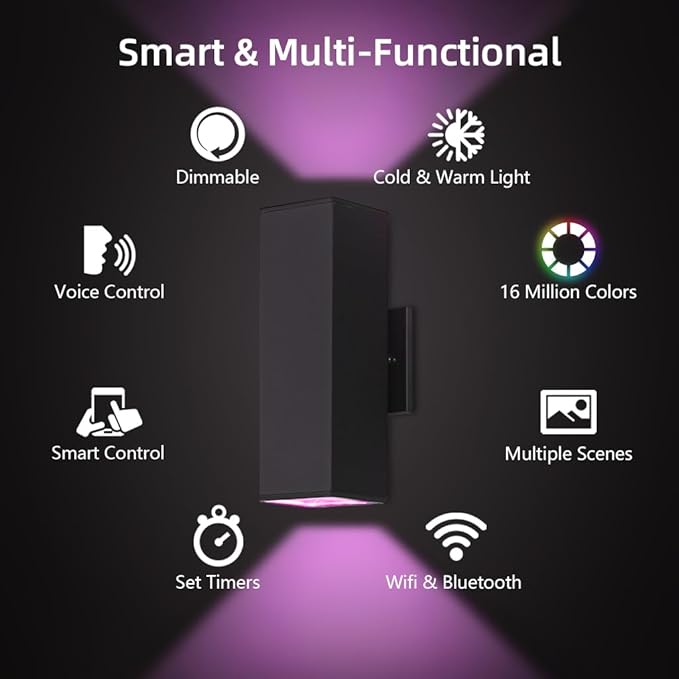 KIZON Smart Outdoor Wall Lights RGBCW Color Changing, Modern Dusk to Dawn - Image 9