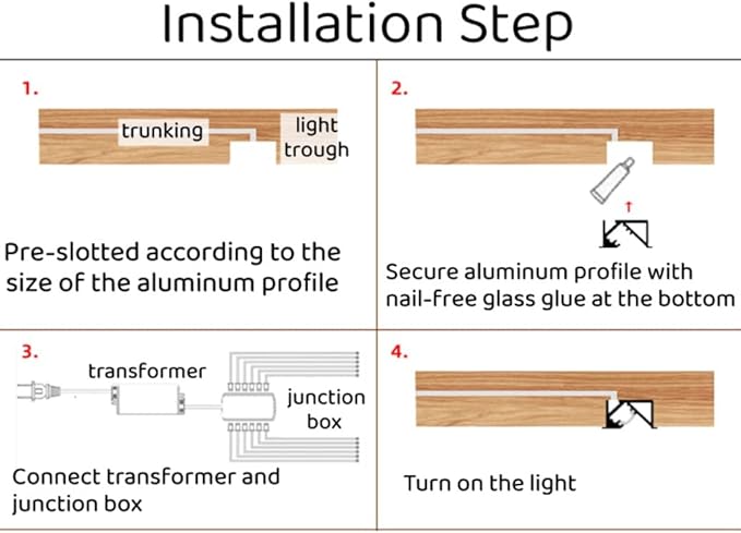 20 Pack 3.3ft/1 Meter Invisible Recessed YW-Shape LED Aluminum Channel System - Image 7