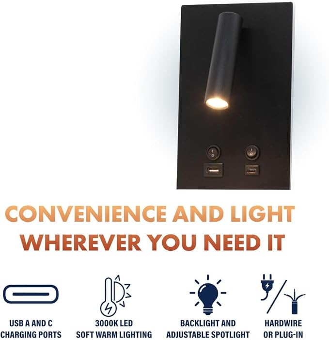 Newhouse Lighting 5 in. W x 9 in. L Vera Spotlight Reading Light in Matte Black - Image 3