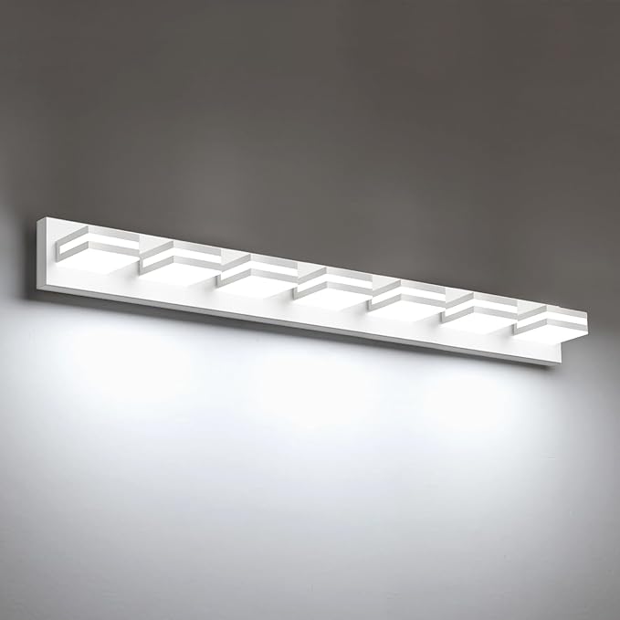 IZORRO LED Modern Bathroom Lights Fixtures, Matte White Acrylic Wall Lighting by IZORRO
