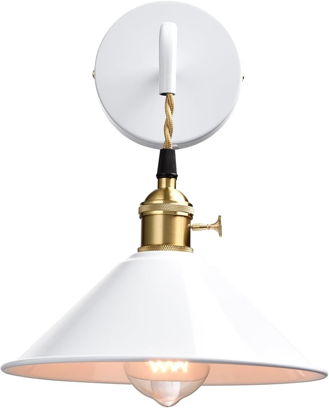 Plug-in Wall Lamp with Umbrella Shade, Bright White Wall Light Fixture Set of - Image 7