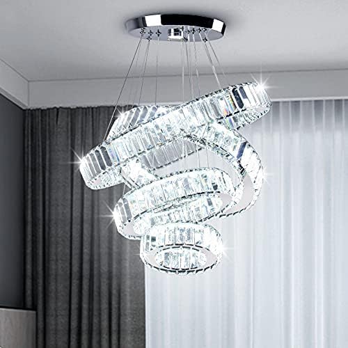 CLAIRDAI Crystal Chandeliers 4 Rings Chandelier LED Pendant Light Chandelier by CLAIRDAI