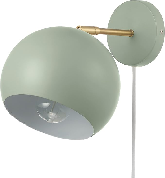 GLOBE Electric 65866 Willow 1-Light Plug-in or Hardwire Wall Sconce, Sage Green by GlobeElectric