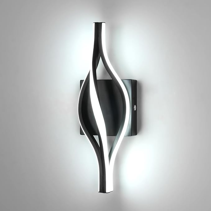 DELIPOP Modern Wall Sconces, Spiral LED Wall Sconce Lighting, 6500K Cool White by DELIPOP
