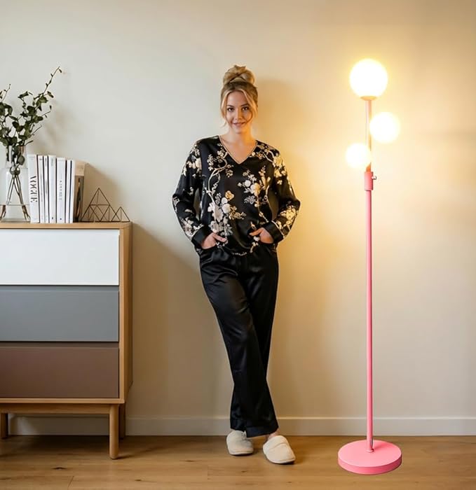 Fiqevs Modern Pink Globe Floor Lamp - Image 2