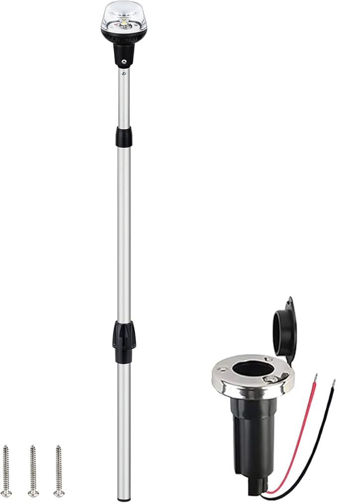 Telescoping Stern Light Anchor Light LED Extension Boat Navigation Lights Pole by Besramtic