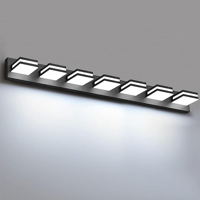 IZORRO LED Modern Bathroom Lights Fixtures, Matte Black Acrylic Wall Lighting by IZORRO
