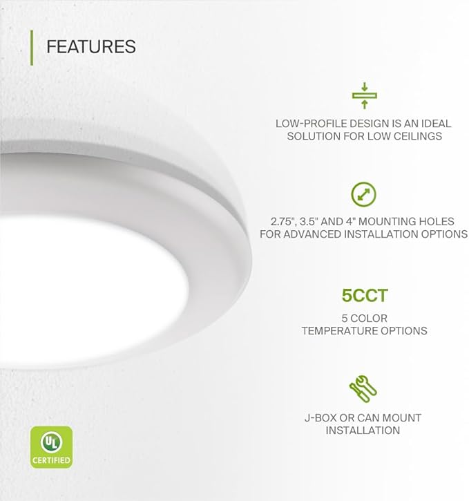 ASD 6 Pack LED Disk Lights 6 Inch, 15W 5CCT 2700K-5000K 1245LM CRI90+, Dimmable - Image 3