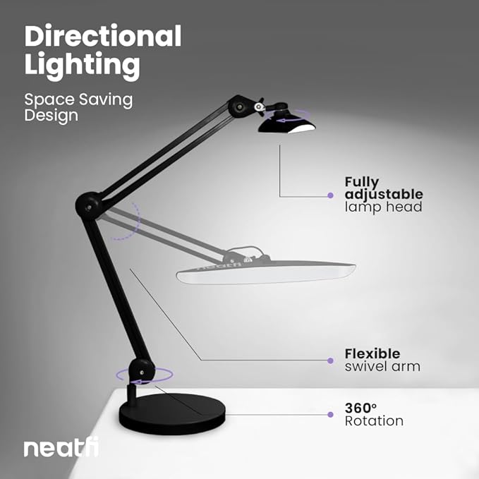 Neatfi XL 2, 200 Lumens LED Task Lamp, 4 Level Brightness, Desk Light - Image 5