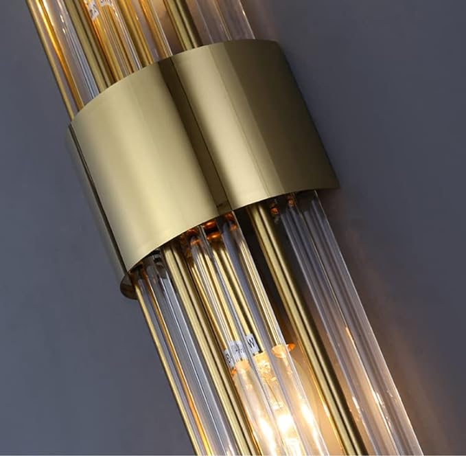 2-Light Modern Brushed Titanium Gold Wall Sconce - Image 4