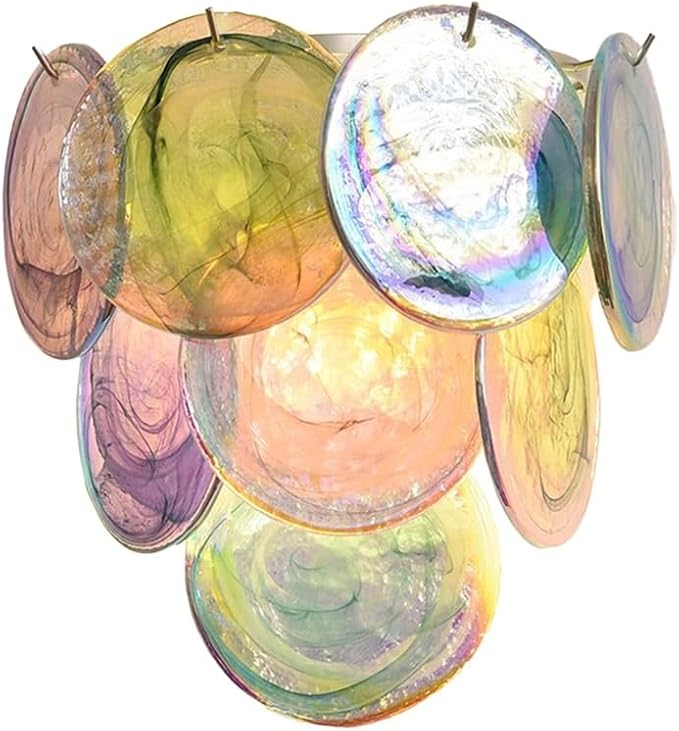 Modern Artistic Wall Sconce, Iridescent Layered Glass Disc Wall Lamp, Unique by Unknown