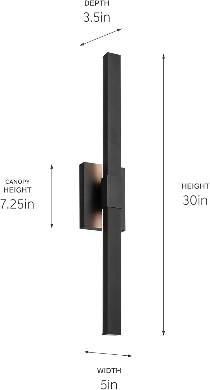 Kichler Nocar LED Textured Black Modern Garage or Patio Outdoor Wall Light - Image 2