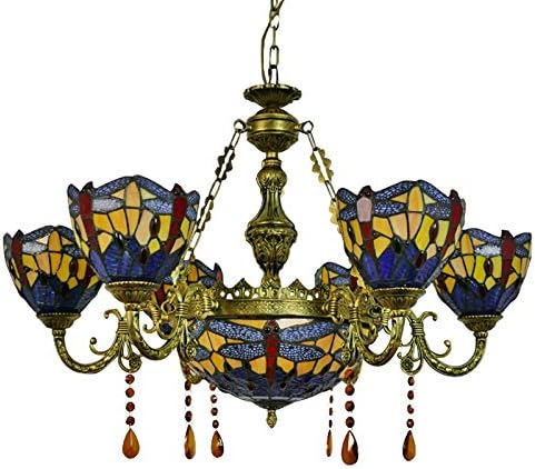 CraftThink Pendant Lighting LED Bowl Chandelier Light Antique Tiffany Style - Image 2