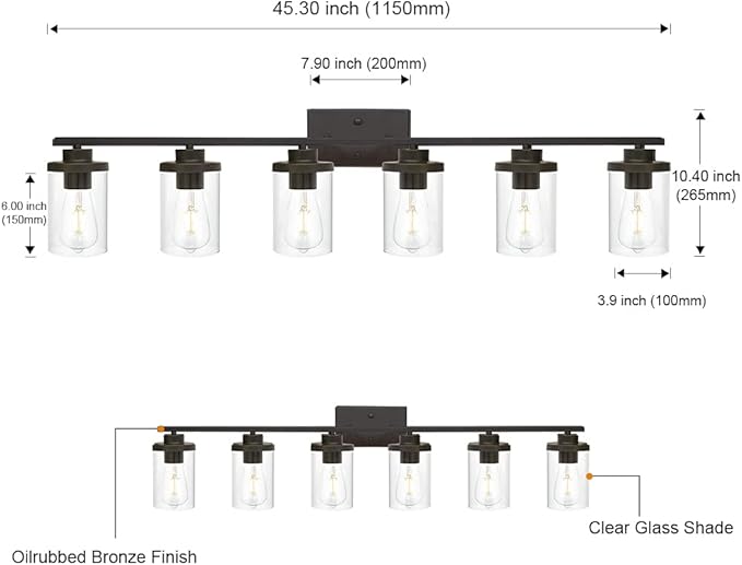 Farmhouse Vanity Lighting Fixtures Oil Rubbed Bronze 6 Light - Image 5