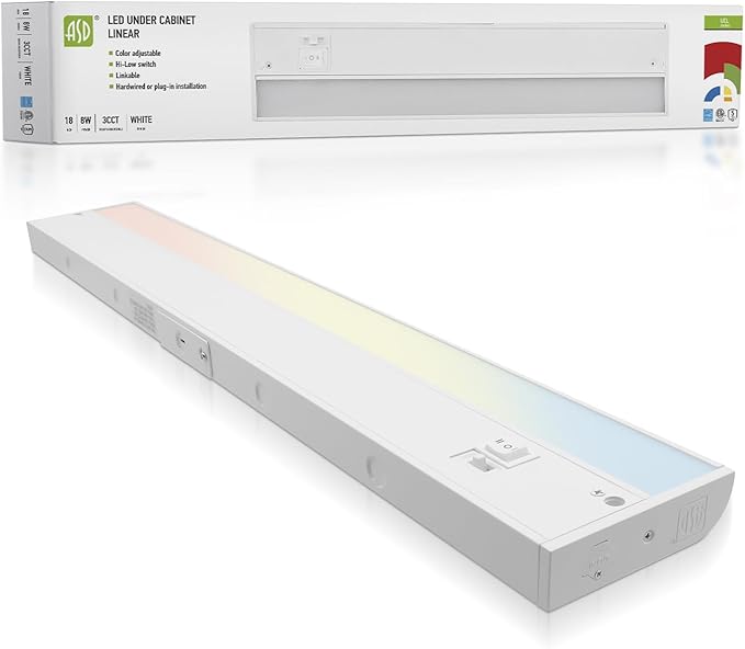 ASD 18 Inch LED Under Cabinet Lighting Plug in or Hardwired, High/Low/Off Switch by ASDLightingCorporation
