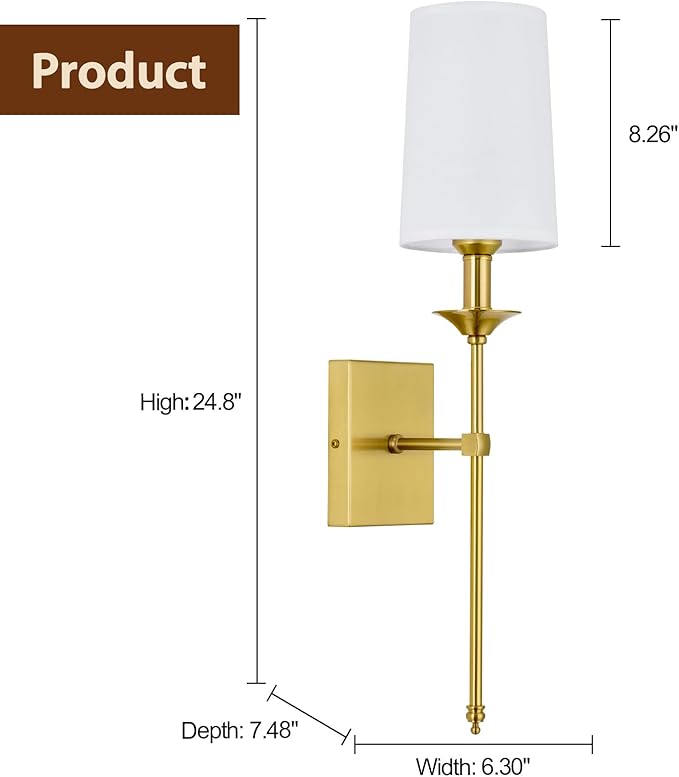 TERLEENART Gold Wall Sconce Set of 2, Hardwired Bathroom Vanity Light Fixture - Image 5
