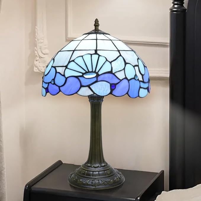 Blue Sea Style Stained Glass Table Lamps Shell Tiffany Lamp Bedroom Bedside - Image 3