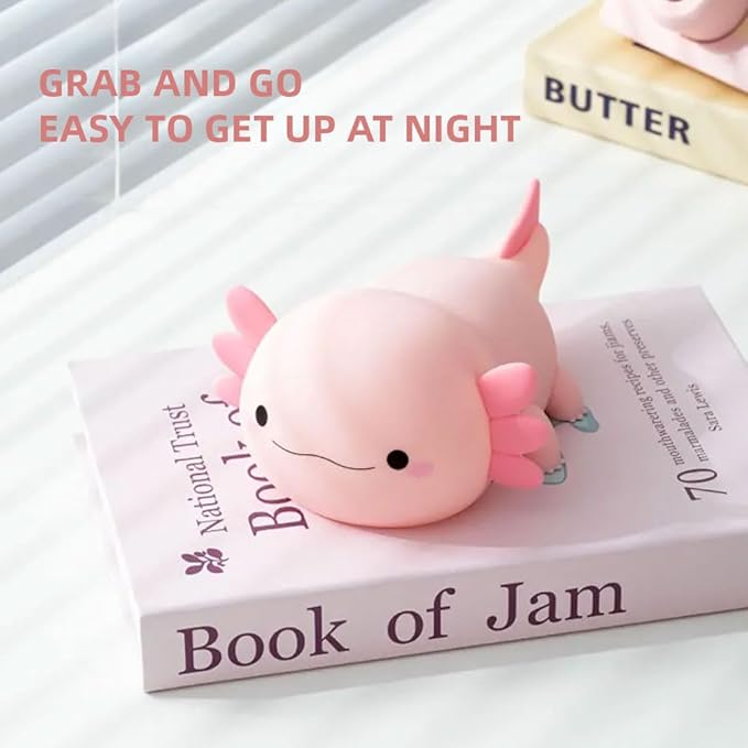 Axolotl Night Light – Cute Rechargeable Dimmable Silicone Lamp, Kawaii Room - Image 5
