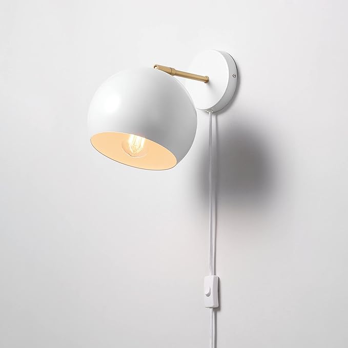 GLOBE Electric 52077 1-Light Plug-in or Hardwire Wall Sconce, Matte White - Image 7