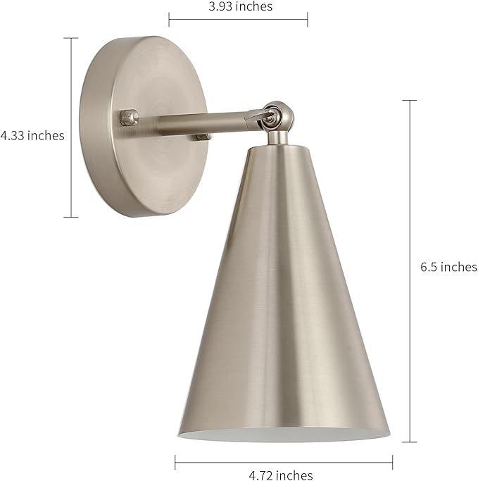MWZ Brushed Nickel Wall Sconce Set of Two, Modern Sconces Wall Lighting Fixtures - Image 4