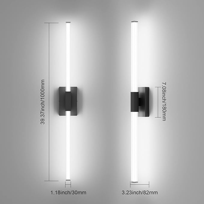 Ralbay Black 40inch Bathroom Vanity Lights Fixtures Over Mirror 32W Modern LED - Image 5