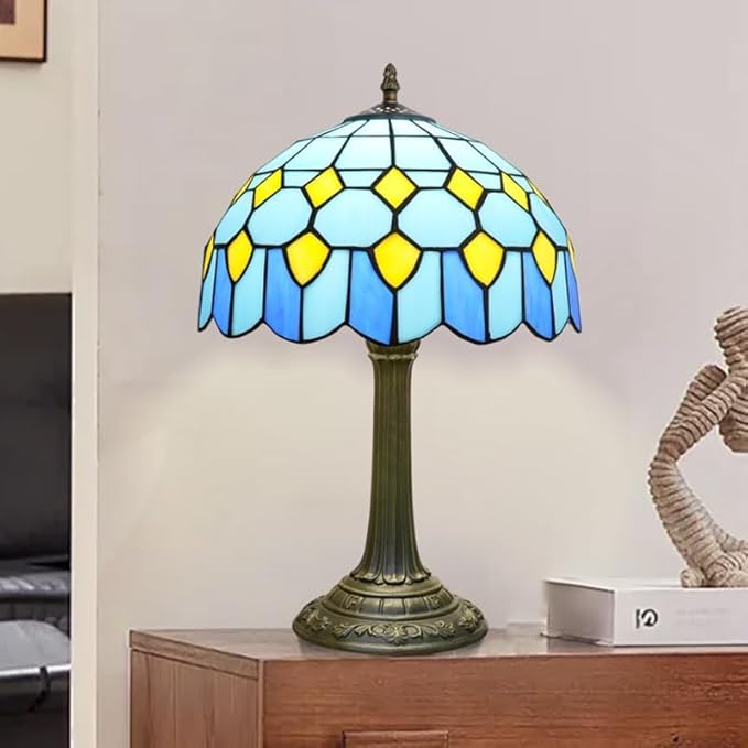 Tiffany Lamp Modern Design Blue Mediterranean Style Stained Glass Lamps Coastal by TIFLRIS