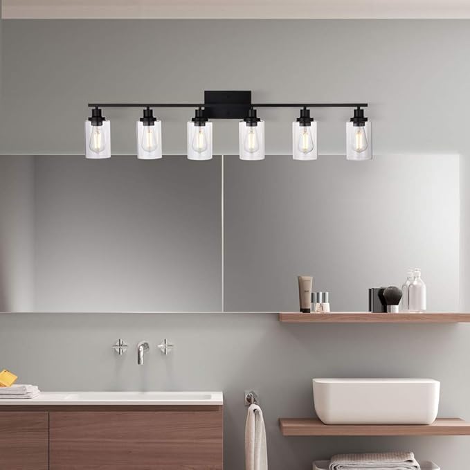 MELUCEE Black Vanity Light Fixture 6-Light Industrial Metal Wall Sconce - Image 3