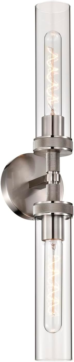 Vanity Lights for Bathroom, Knurled Texture 2-Light Brushed Nickel Wall Sconce by LaLuLaLighting