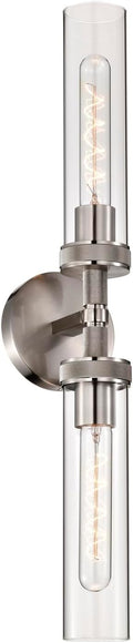 Vanity Lights for Bathroom, Knurled Texture 2-Light Brushed Nickel Wall Sconce by LaLuLaLighting