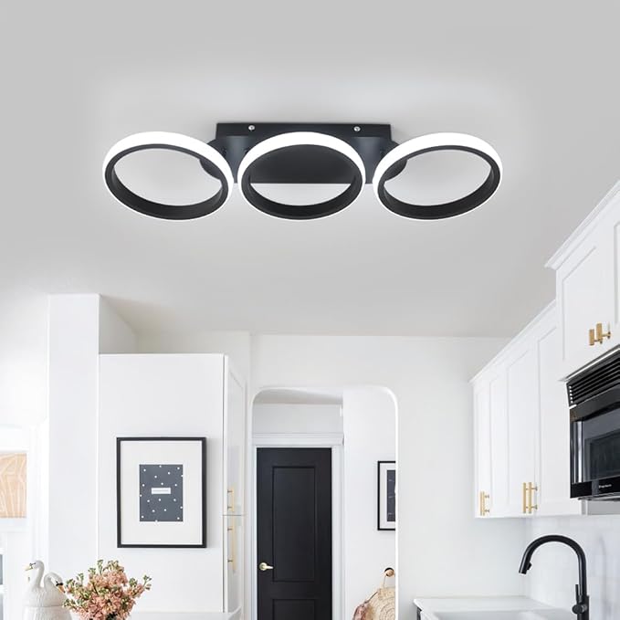 Modern LED Ceiling Light, 3-Round Rings Flush Mount, 30W 6000K Cool White - Image 4