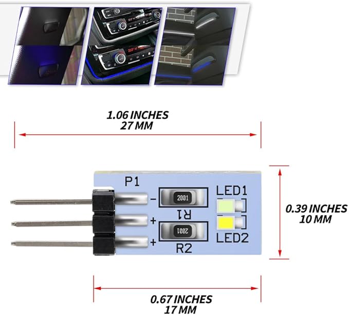 NJSBYL 2PCS LED Rear B-Pillar Ambient Lighting Circuit Board - Image 3