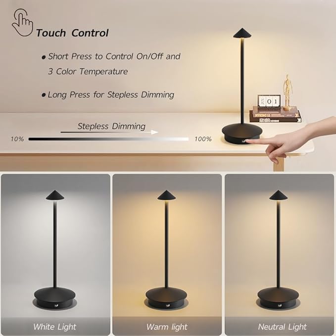 LED Cordless Table Lamps, Portable Rechargeable 6000mAh Outdoor Lights - Image 5