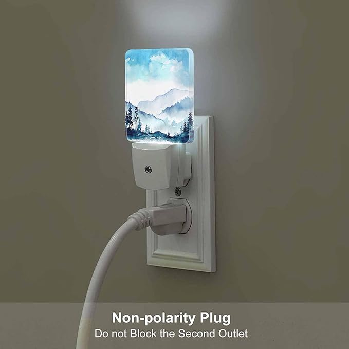 LED Night Light, Mountains Landscape Sky Grasses Trees LED Night Light Plug - Image 4