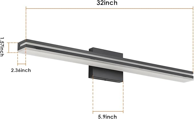 SineRise 32-Inch LED Modern Bathroom Vanity Light Bar, Matte Black Modern - Image 5