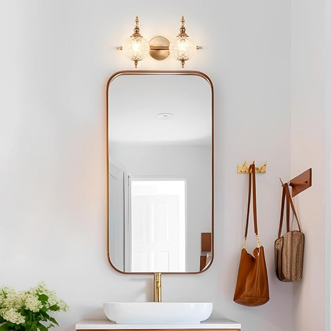 Brushed Gold Bathroom Vanity Light Fixture Vintage Style - Image 8