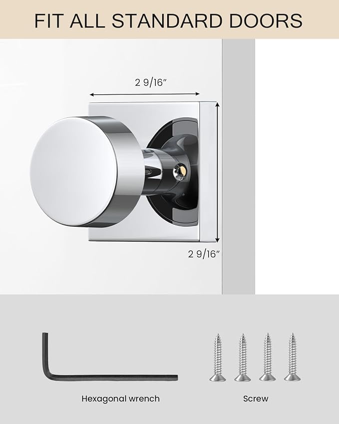 Haidms Polished Chrome Dummy Door Knob, Half Polished Chrome No-Turning Dummy - Image 5