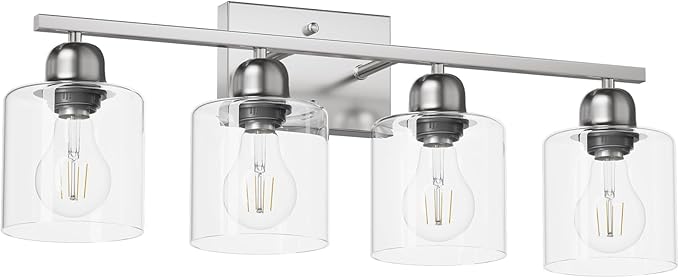 Modern Brushed Nickel 4 Light Bathroom Light Fixtures, 24 inch Vanity Lights - Image 9