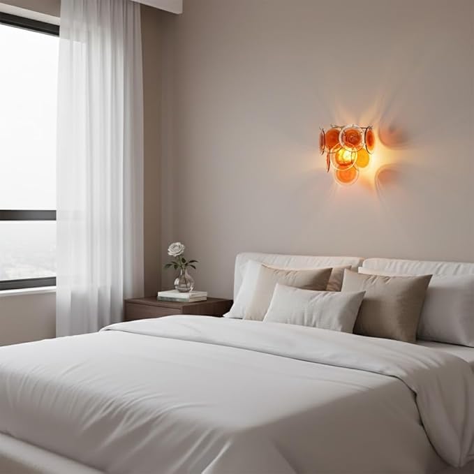 Modern Artistic Wall Sconce, Iridescent Layered Glass Disc Wall Lamp, Unique - Image 2