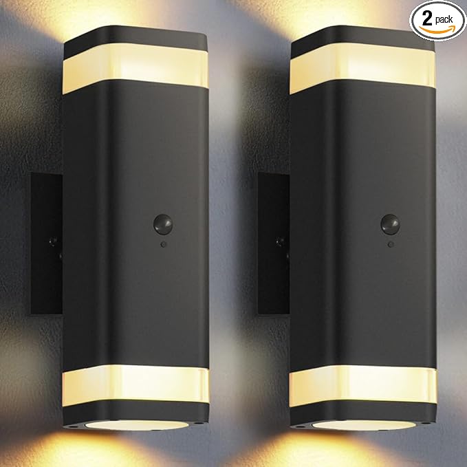SHIMR Motion Sensor Outdoor Wall Lights 2 Pack, Modern Dusk to Dawn Up Down by SHIMR