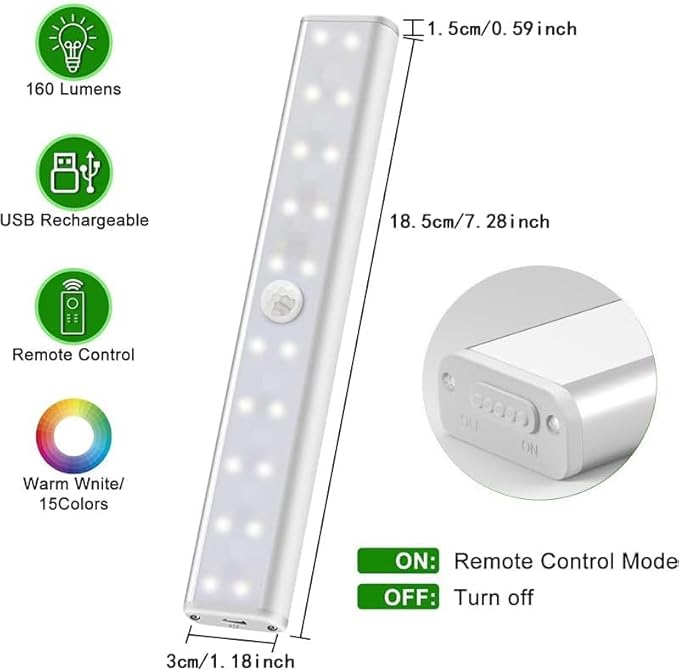 Under Cabinet Lighting with Remote, 15 Color RGB 4 Dynamic Working Modes - Image 3